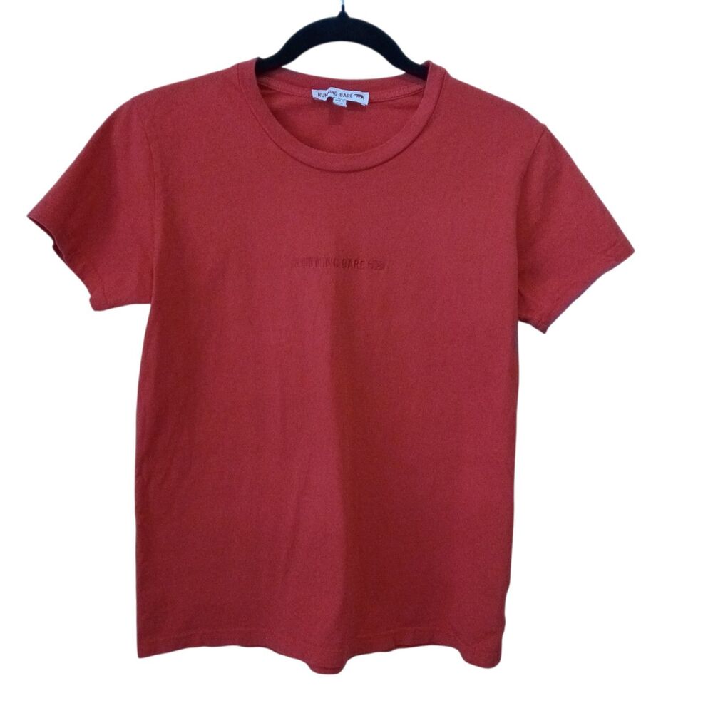 Running Bare‎ Red T-Shirt Logo Embroidered Small Short Sleeve Colorful Crew Neck